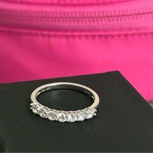 Sterling silver 925 Elegant Silver Band with clear cubic zirconia